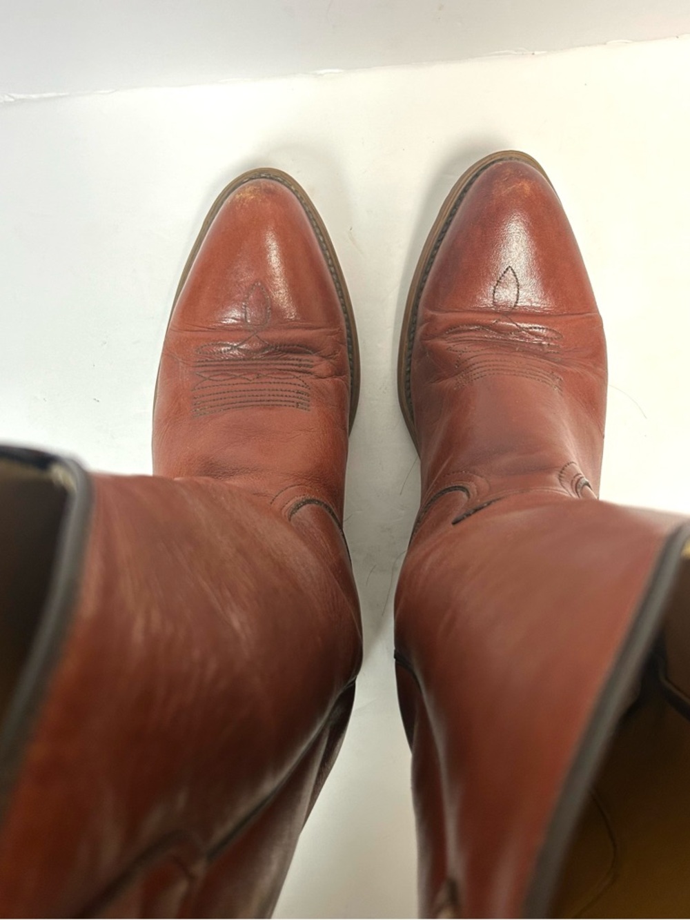 Vintage Frye Boots Women 10.5 Red Pointed Toe 80s Festival USA Western Cowboy - Picture 9 of 16